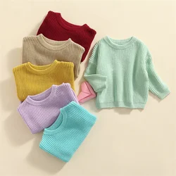 Autumn Winter Warm Sweater Newborn Baby Girl Boy Knitted Long Sleeve  Solid Loose Pullover Casual Tops Kids Clothes 0 to 5Years