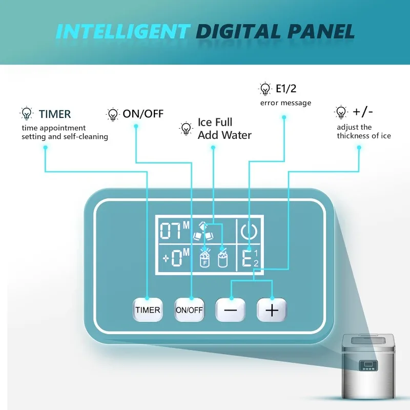 Ледогенератор для столешницы, автоматическая самоочистка 40 фунтов/24 ч, 24 льда/13 минут, портативный компактный Ледогенератор с ковшом для льда и корзиной