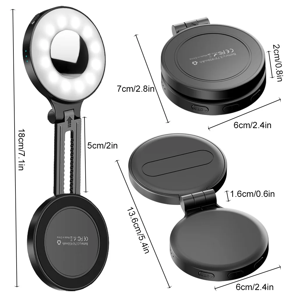 Magnetyczna lampka do smartfona, mini lampka do selfie, 3 tryby, regulowana jasność, do iPhone'a i Androida, mini ring light do selfie.