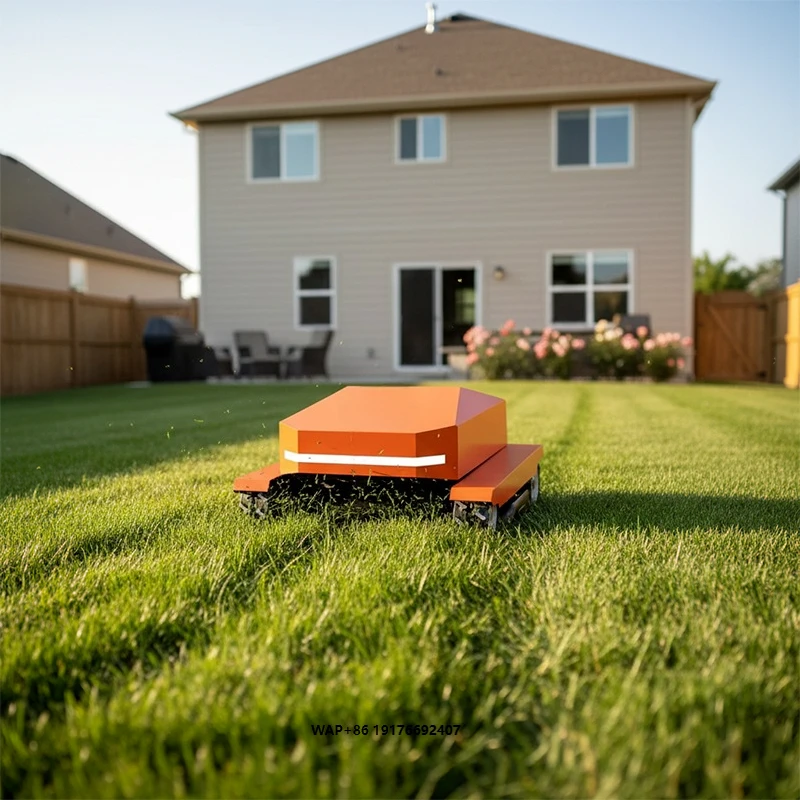 RD-RLMT-N90-01 Smart Remote Control Crawler Lawn Mower Machine for All Terrain Grass Cutting