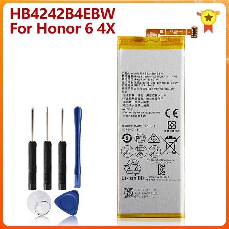 

Replacement Battery HB4242B4EBW 3000mAh For Huawei H60-L11 H60-L04 Honor 4X Honor 6 H60-L01 H60-L02 Phone Battery With Tool