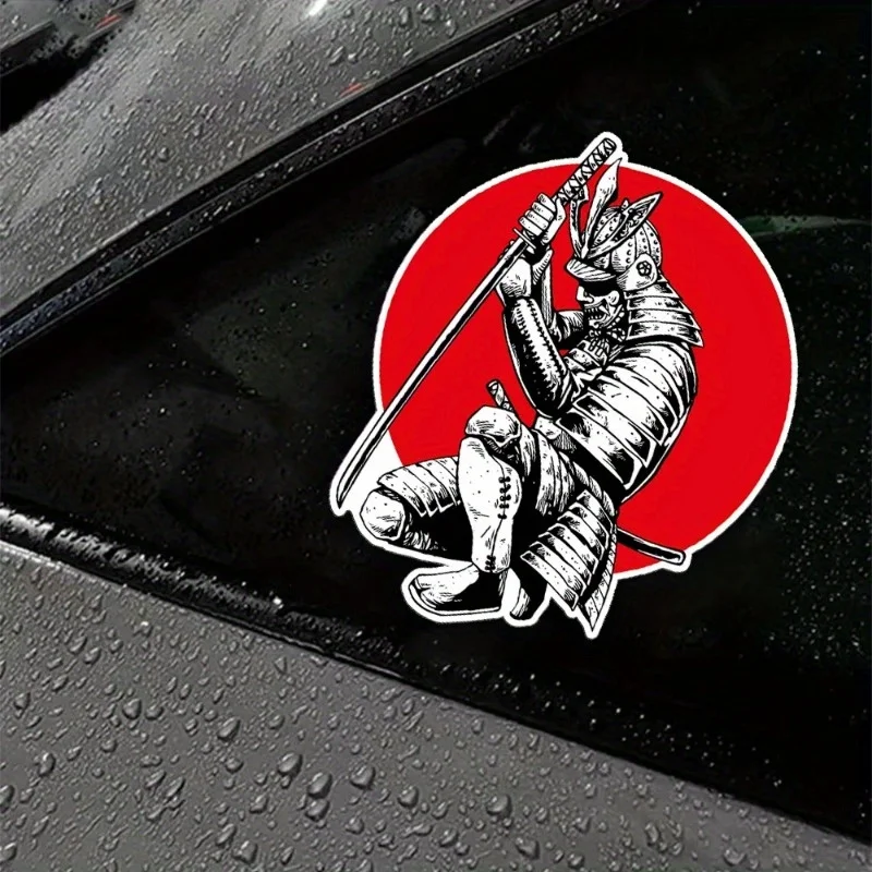 Red Sun Samurai Sticker Waterproof Vinyl Decal for Car Window Trunk Auto Body Motorcycle JDM Style Decoration