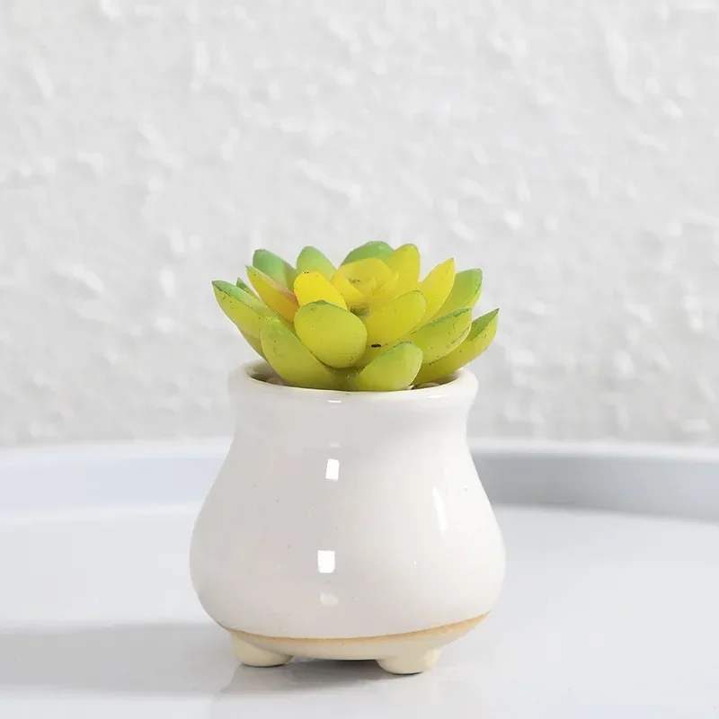 1pc Mini Ice-Crack Ceramic Flowerpots for Succulent Home Garden Desktop Decoration Mini Succulent Pots Stand Colorful Flower Pot