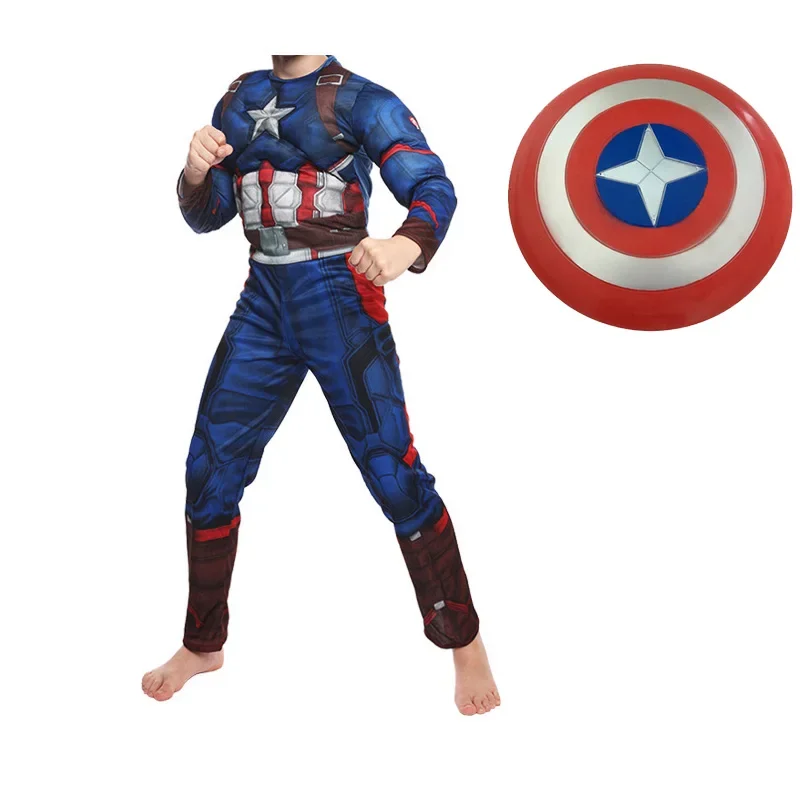 Super Hero Captain America Cosplay Kostuum Spier Jongens Aankleden Film Rollenspel Prestaties Kostuum Kids Captain Jumpsui @ 0Z *