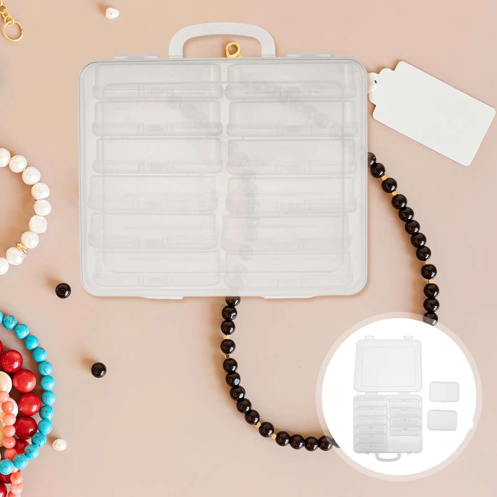 

1Set Plastic Jewelry Organizer Storage Box Large Capacity Transparent Compartments Lid Multi Purpose Organizer for Rings