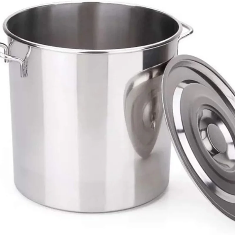 

30-Quart Stainless Steel Stockpot 201 Durable Material Airtight Lid Dual Handles Multi-Stove Compatible For Soup Stew Storage