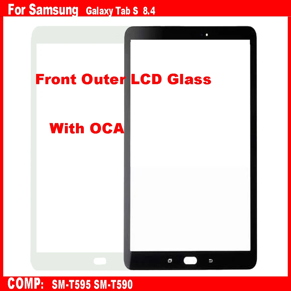 AAA For Samsung GALAXY Tab S 8.4 SM-T705 SM-T700 T705 T700 Touch Screen Panel Tablet Front Outer LCD Glass Lens With OCA