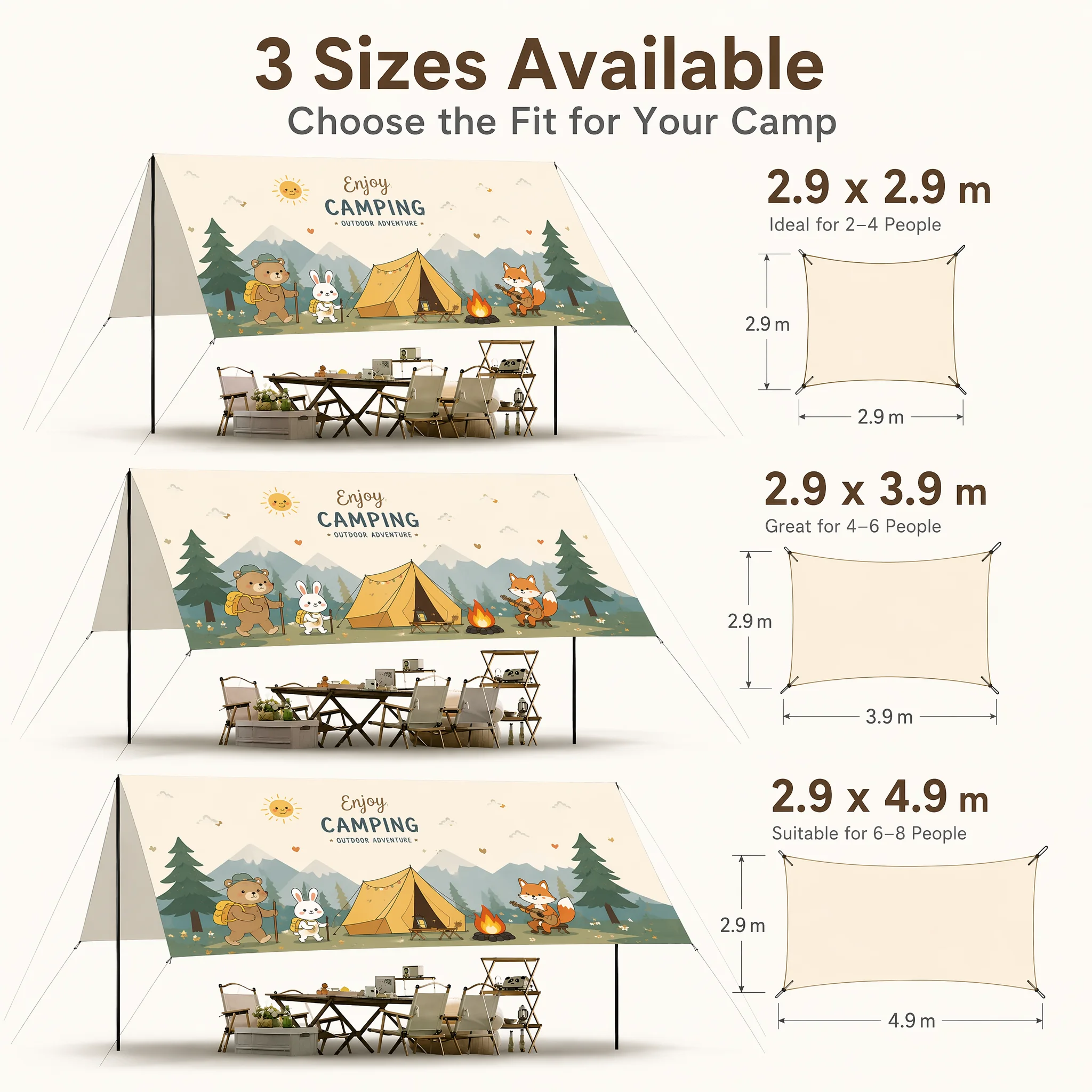 Custom Canopy Tent Personalized Outdoor Camping Shelter Waterproof UV Protection Sunshade Awning for Family Picnic Wedding Party