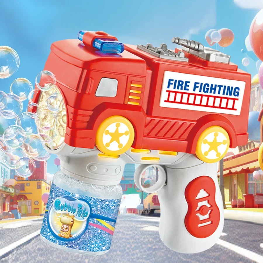 Machine à bulles électrique pour camion de pompier, camion de Police, voiture de Police, pistolets à bulles de savon, jeux de plein air pour enfants, jouets de fête pour garçons et filles
