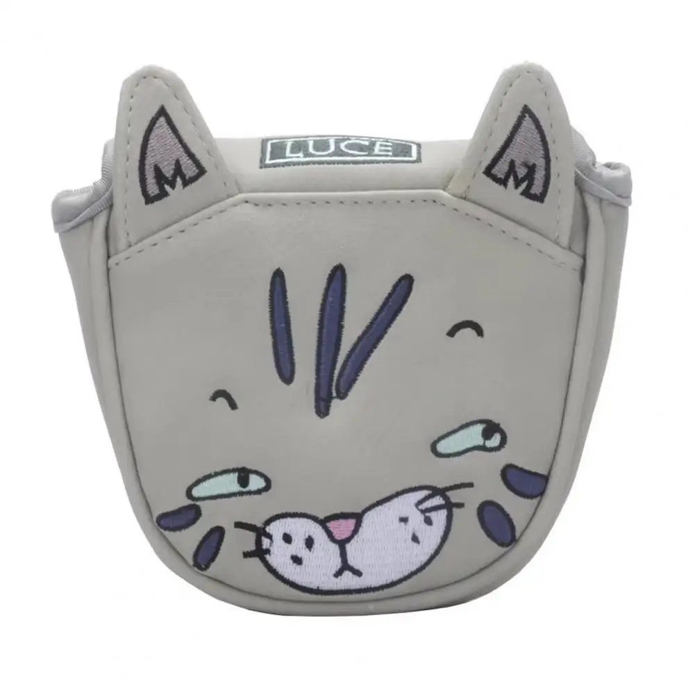 Golf Putter Cover Cartoon Cat Faux Leather Golf Club Headcover Golf Putter Head Protector with Magnet Closure 골프용품