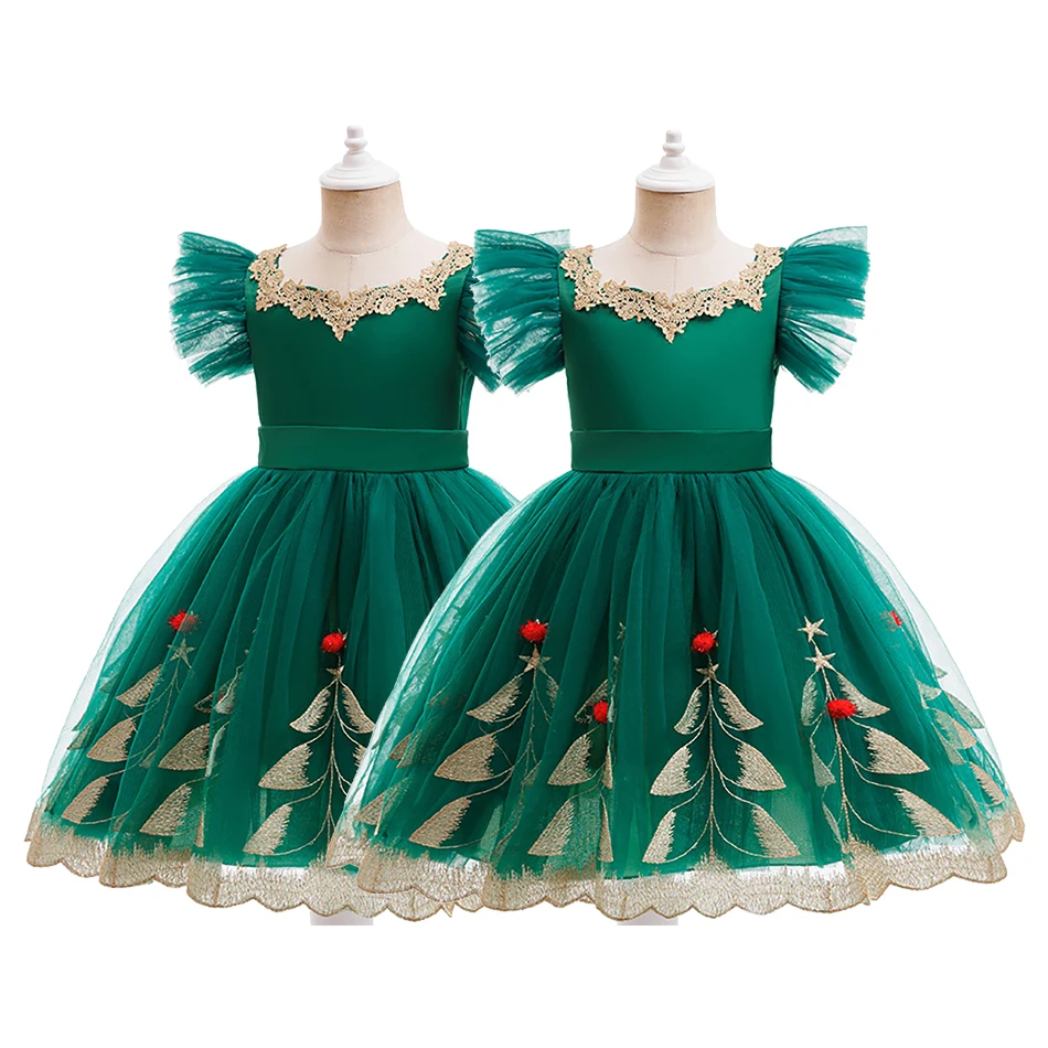 أطفال شجرة عيد الميلاد نمط شبكة فستان الأميرة الطفل الوليد البنود رقيق تنورة فتاة نافيداد فساتين الحفلات زي الفتيات الملابس