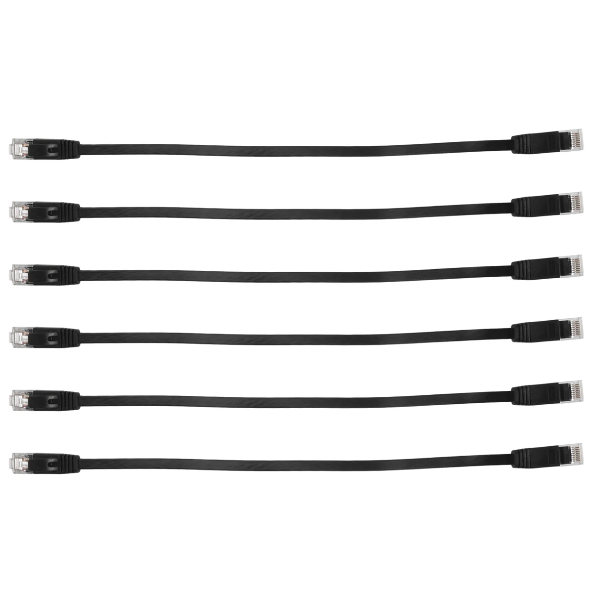 ABQR 6 Pcs 1 Ft Flat Internet Network Cable Solid Cat6 High Speed Patch Lan Wire With Snagless Rj45 Connectors