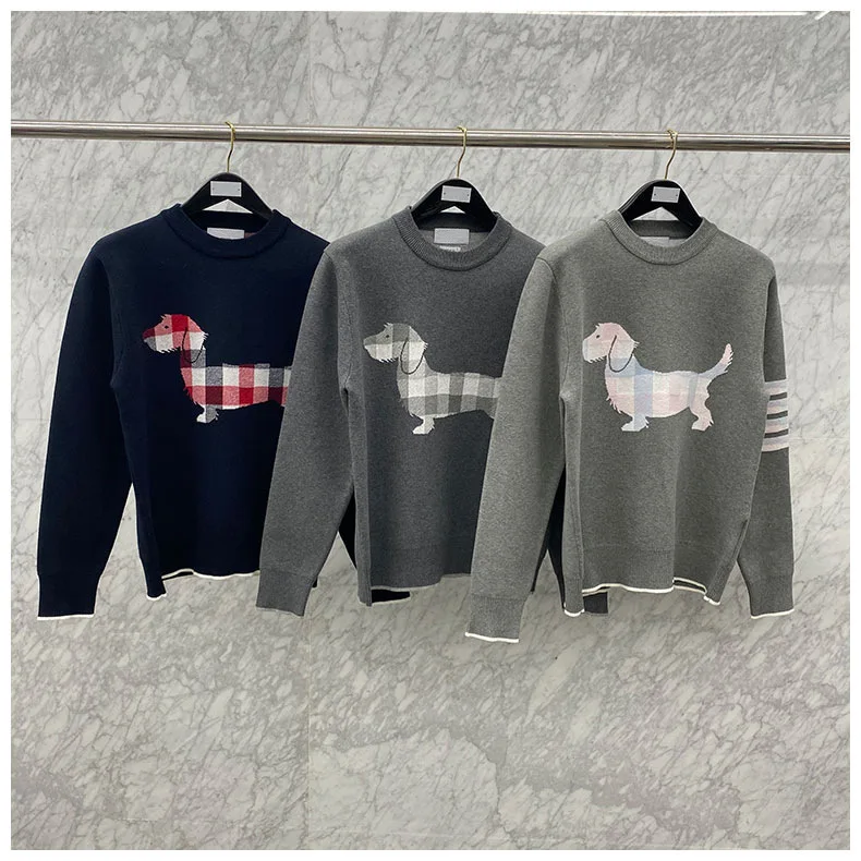 2022 TB Brand Puppy Pattern Sweaters Women Men Loose Knited Pullovers Girls O-Neck Oversize Autumn Winter Fashion Tops Clothes