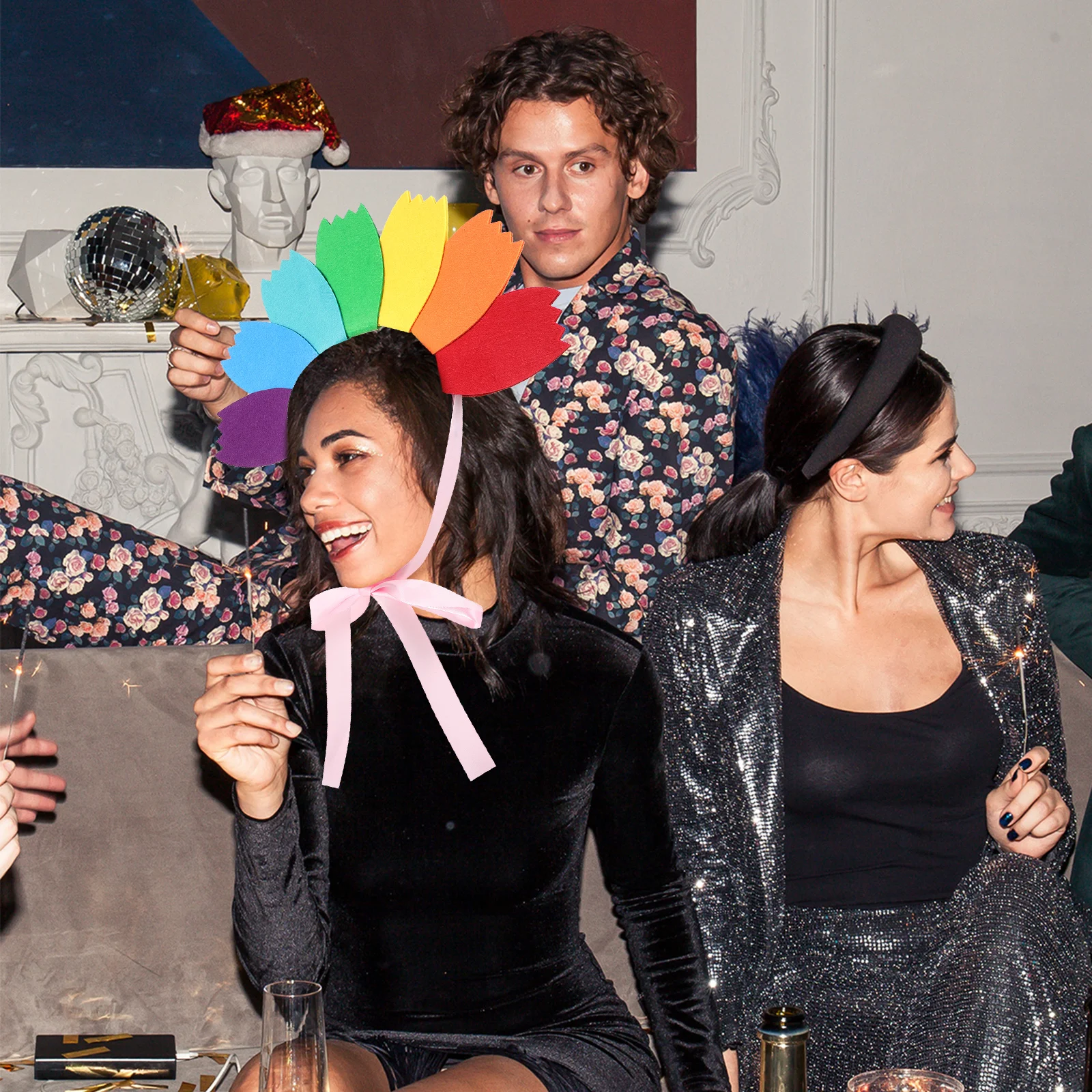 

Sunflower Petal Birthday Headband Colorful Rainbow Festival Party Hair Hoop Girls Hair Accessories Party Headdress