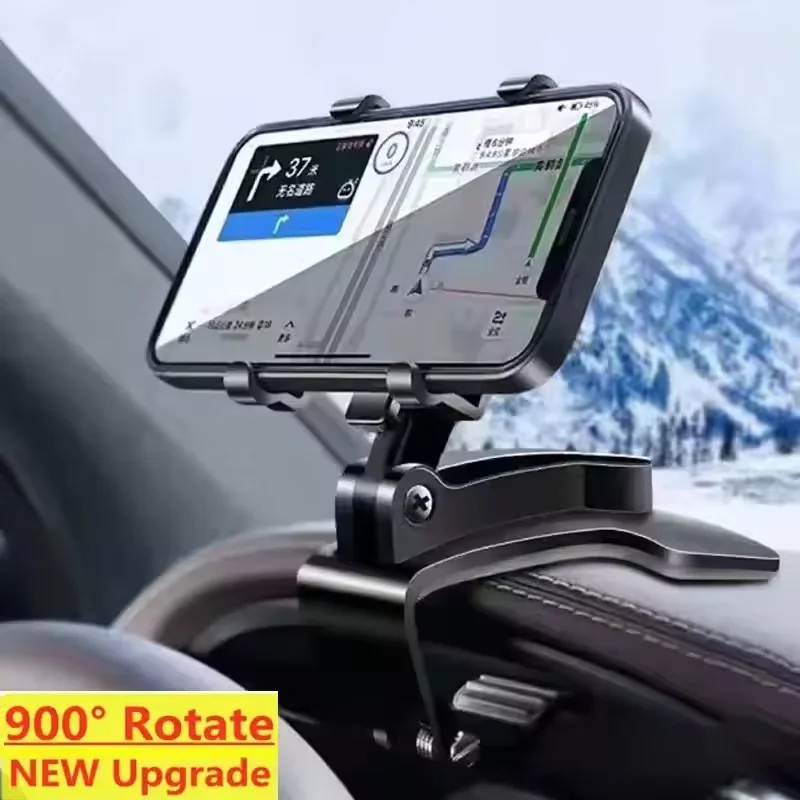 

360 Degree Rotation Car Phone Holder GPS Navigation Bracket Portable Phone Universal Dashboard Clip For iPhone Samsung Xiaomi 14