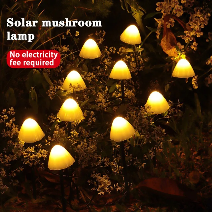 LED Solar Light String Outdoor Waterproof Mushroom Lawn Light Garden Courtyard Terrace Trail Landscape Decoration Lighting