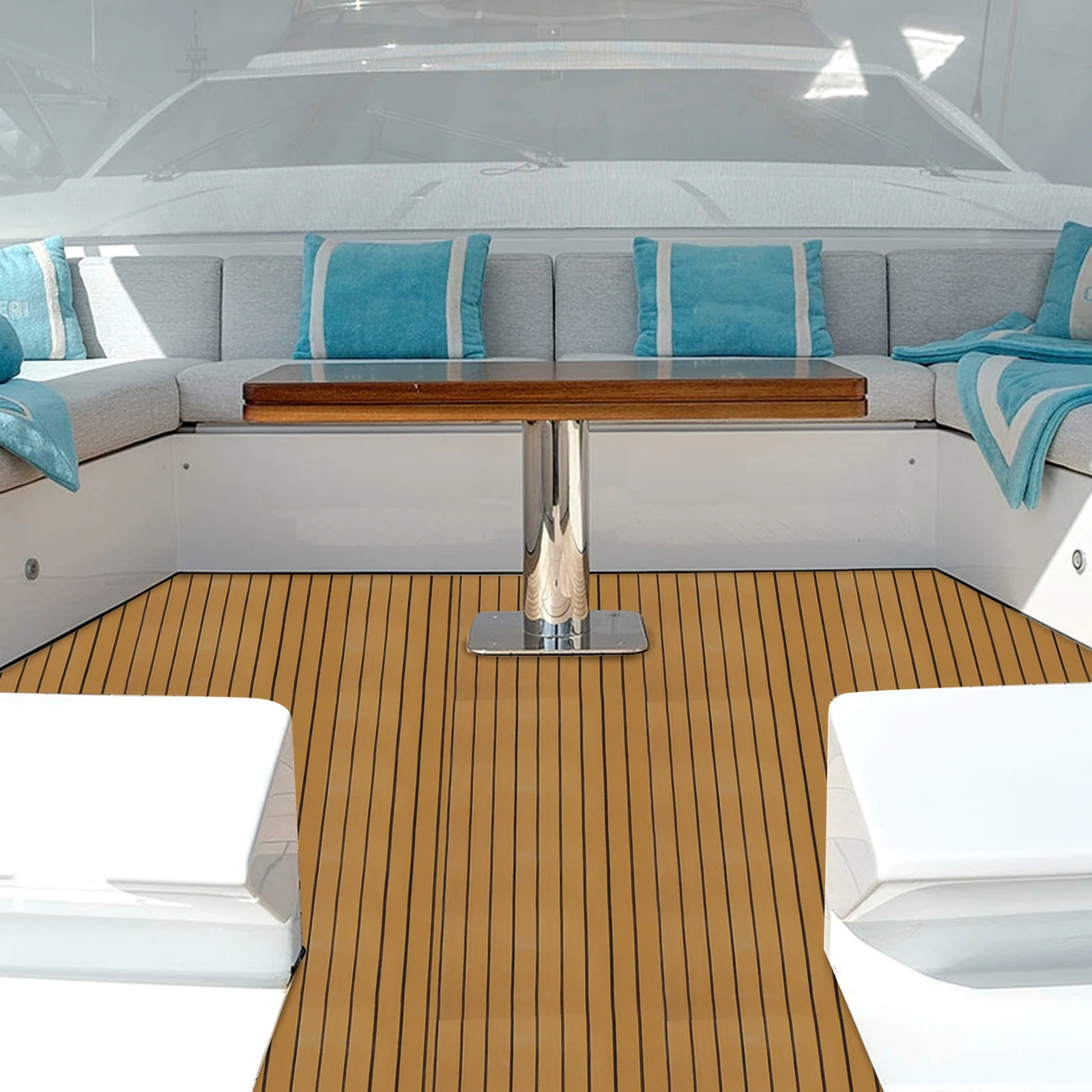 Marine Boat EVA Foam Deluxe Flooring Mat Yacht Boat Faux Teak Decking Sheet Pad 240*60cm 6mm Thickness