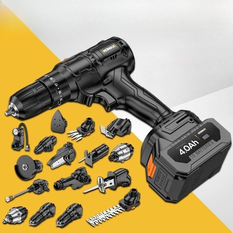 21V cordless lightweight electric drill, brushless motor, convertible hammer drill and impact multi form multifunctional tool