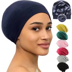 Bonnet d'infirmière doublé en satin doux pour hommes et femmes, bonnet de couchage, vêtements de sauna en bambou, bonnet de cheveux naturels crépus, mode