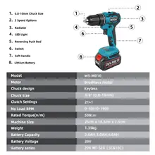 VVOSAI 20V Brushless Cordless Drill #3