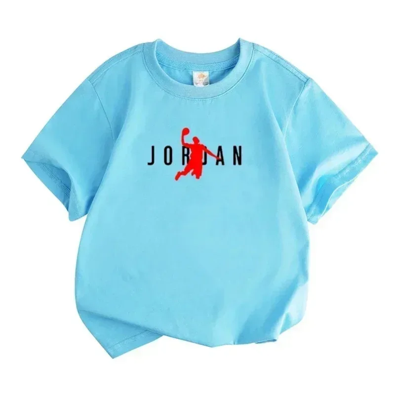 Summer Casual Jordan Printed Children's Cotton Breathable Tshirt Fashionable and Simple Short Sleeved Sports Top for Boy