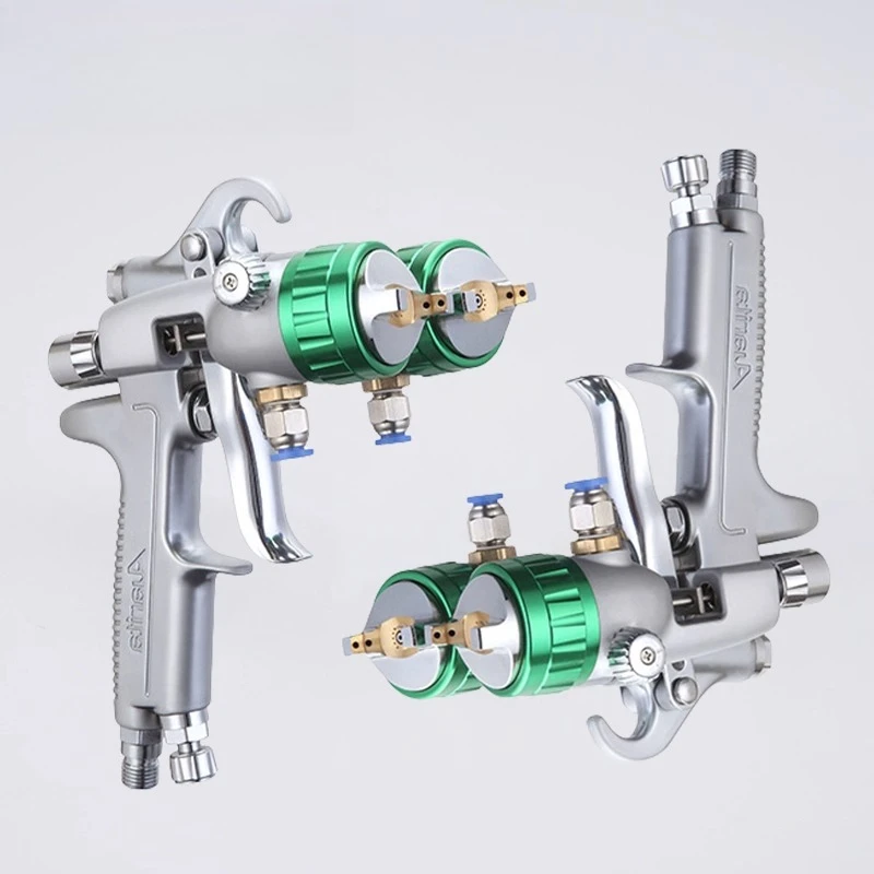 Double Head Spray Gun PT-29 Two-component Spray Gun 1000ml Internal Pressurization Energy Saving Belt 2 Lower Pot Two-way Pressu
