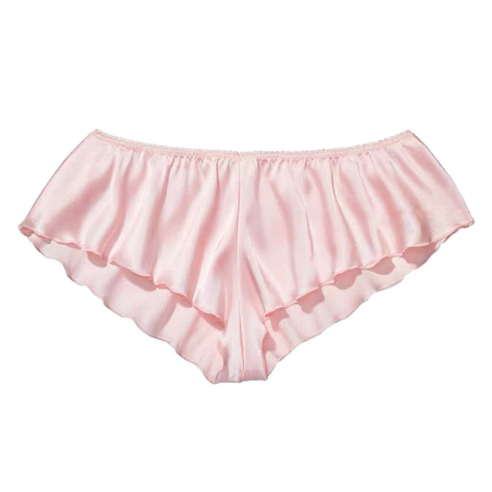 Sexy Men Satin Briefs Loose Underwear Sissy Panties Breathable Unisex Skirts Knickers Sexy Underpants Bare Buttocks Nighties Sex