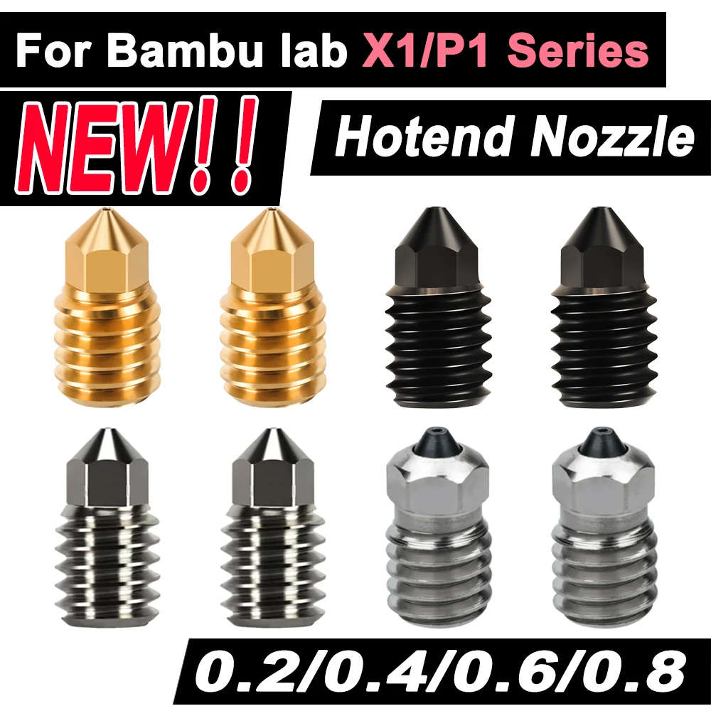 For Bambu Lab X1/X1C/X1E/P1P/P1S Nozzle For Kobra S1/S1 Combo Hardened Steel Brass Copper Plate 0.2/0.4/0.6/0.8mm