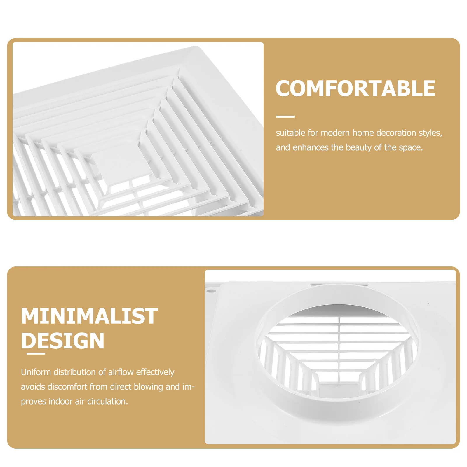 12x12インチ角型天井ディフューザー、浴室換気扇交換用プラスチックグリル、スプリング付き、換気排気口用