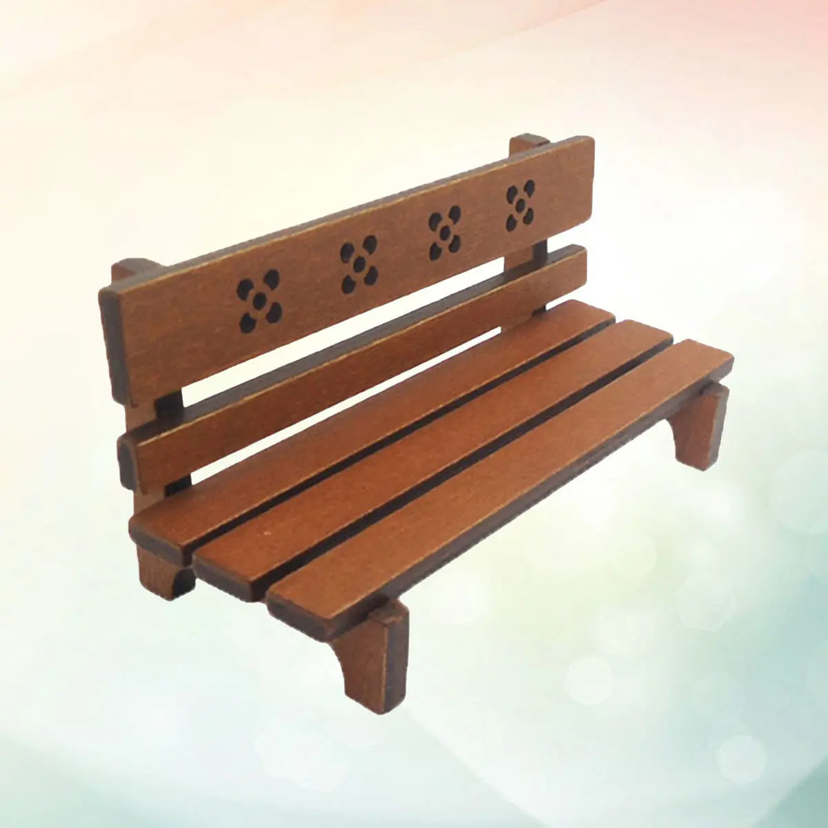 

Brown Mini Wooden Park Bench for Mini House Furniture Decor Small Scale Garden Bench for Living Room Yard Miniature Setup