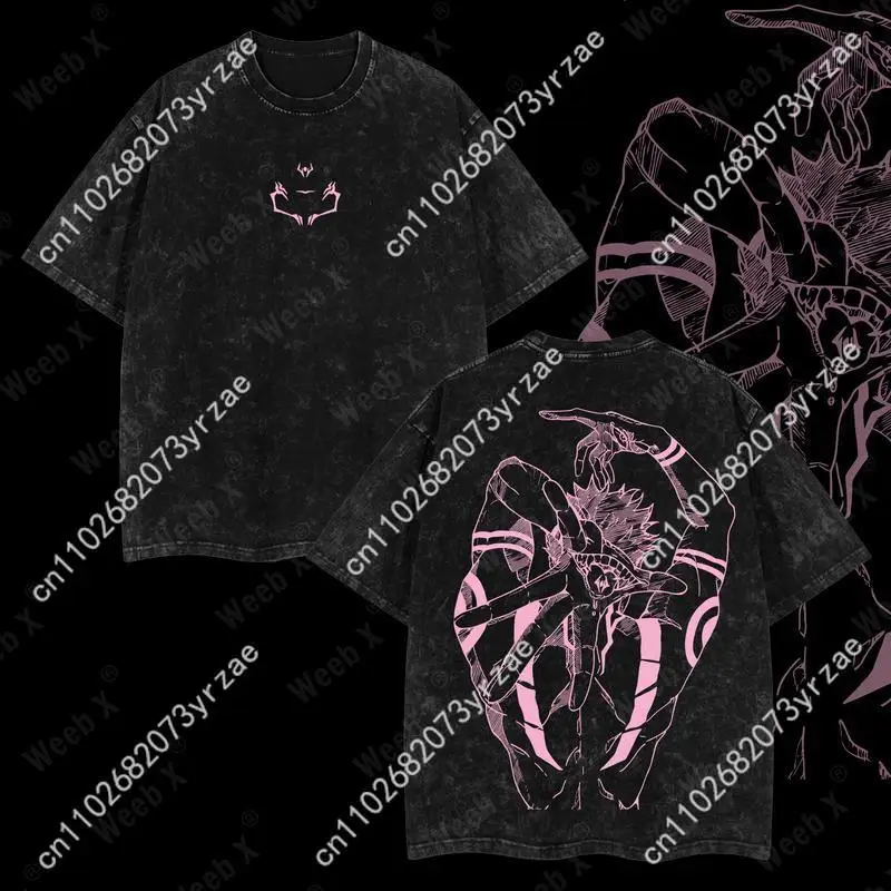 الرجعية التي شيرت Ryomen SUKUNA رجل امرأة عالية الجودة خمر تي شيرت القطن قصير الأكمام موضة تي شيرت لينة تنفس القمم #1