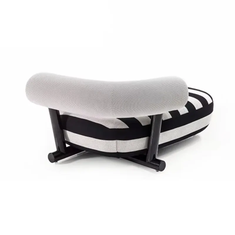 Simple modern indoor black and white linen fabric, oval casual living room single sofa chair