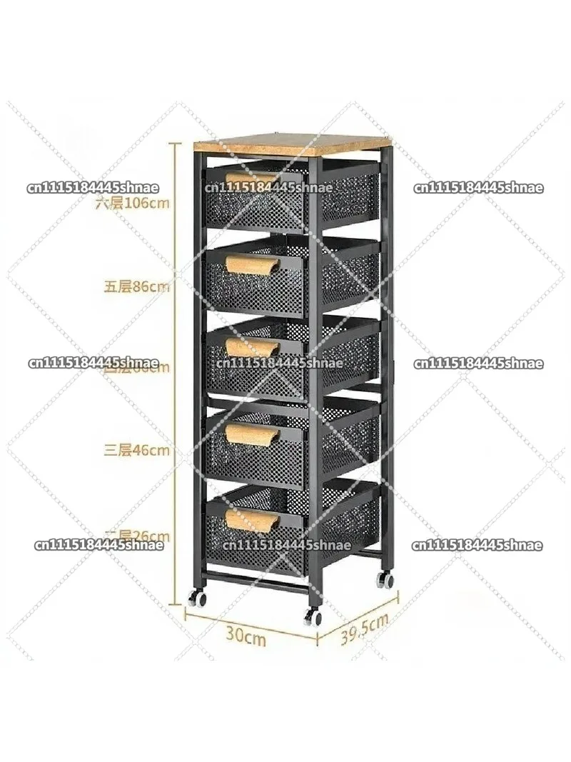Household Movable Narrow Kitchen Organizer Cart With Wheel Multi-layer Vegetable Auxiliary Cartss Drawer Type Kitchen Trolleys