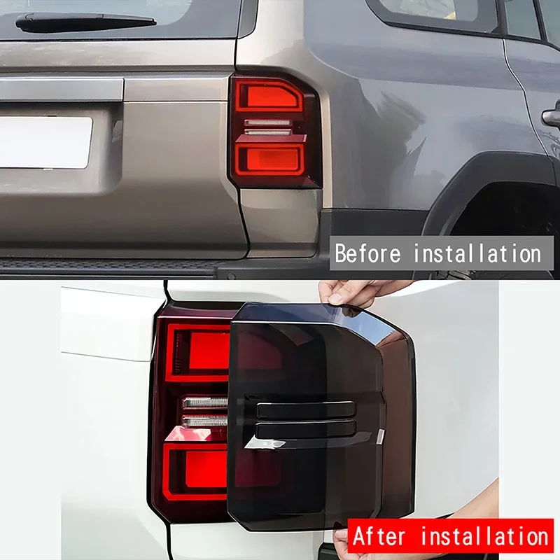 Black Tail Lamp Cover Decorative Light Frame Fit For Toyota Prado LC250 2024 Car Accessories Taillight Protective And Trim Shell