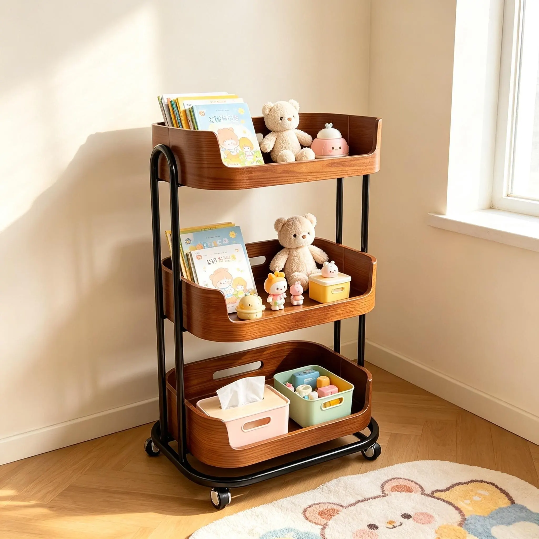 Beauty Trolley for High-end Beauty Salon, Mobile Drawer Storage Rack, Tattoo SPA Solid Wood Trolley