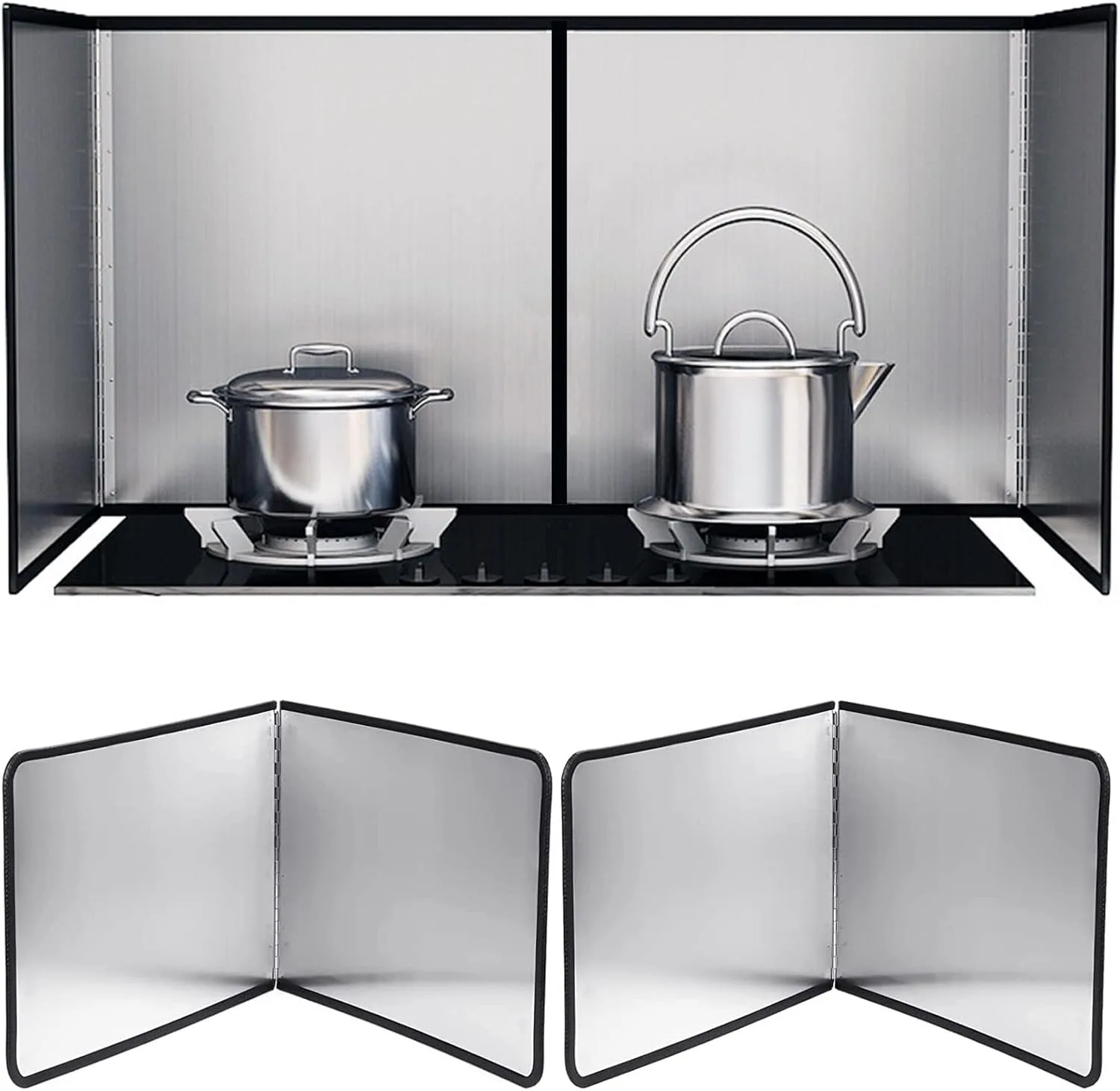

1 Pack 40x40cm platter Guard for Stove 2-Sided Foldable Stainless Steel Oil Splash Board Anti Grease Nonstick Splatter Guard
