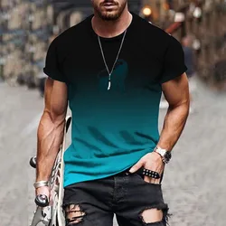 Trendy and fashionable new men's T-shirt 3D printed gradient printed top summer streetwear O-neck plus size pullover