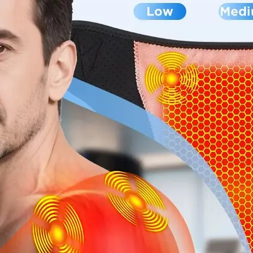 

US Stock Wireless APP Control Electric Heating Vibration Shoulder Massager Brace Pain Relief 3 Levels Timer Shoulder Massage