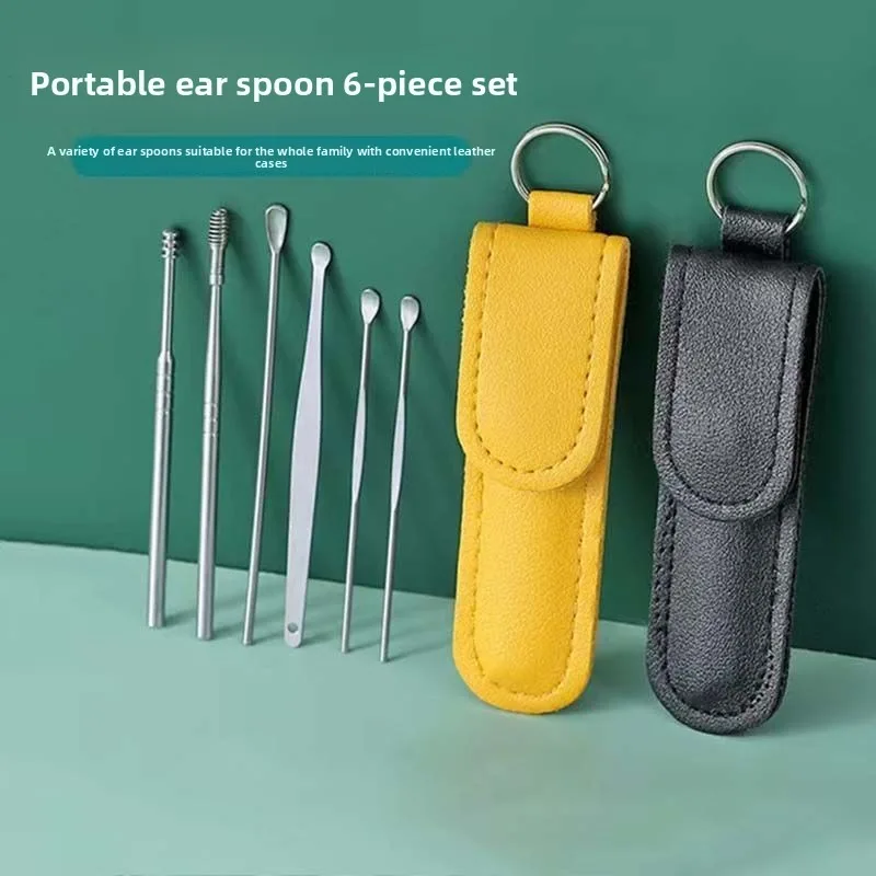 Whole Family Ear Cleaning Kit – 6 Pieces, Portable Leather Case, Mini & Lightweight, 360° Spiral Design, No Ear Irritation