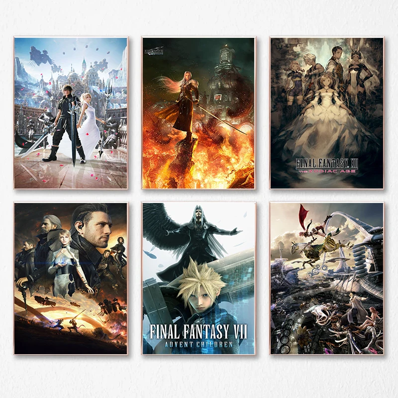 Final Fantasy VII Remake Game Poster Decorative Painting Tifa Aerith Jessie Adult Canvas Painting Bedroom Decorative Wall Art