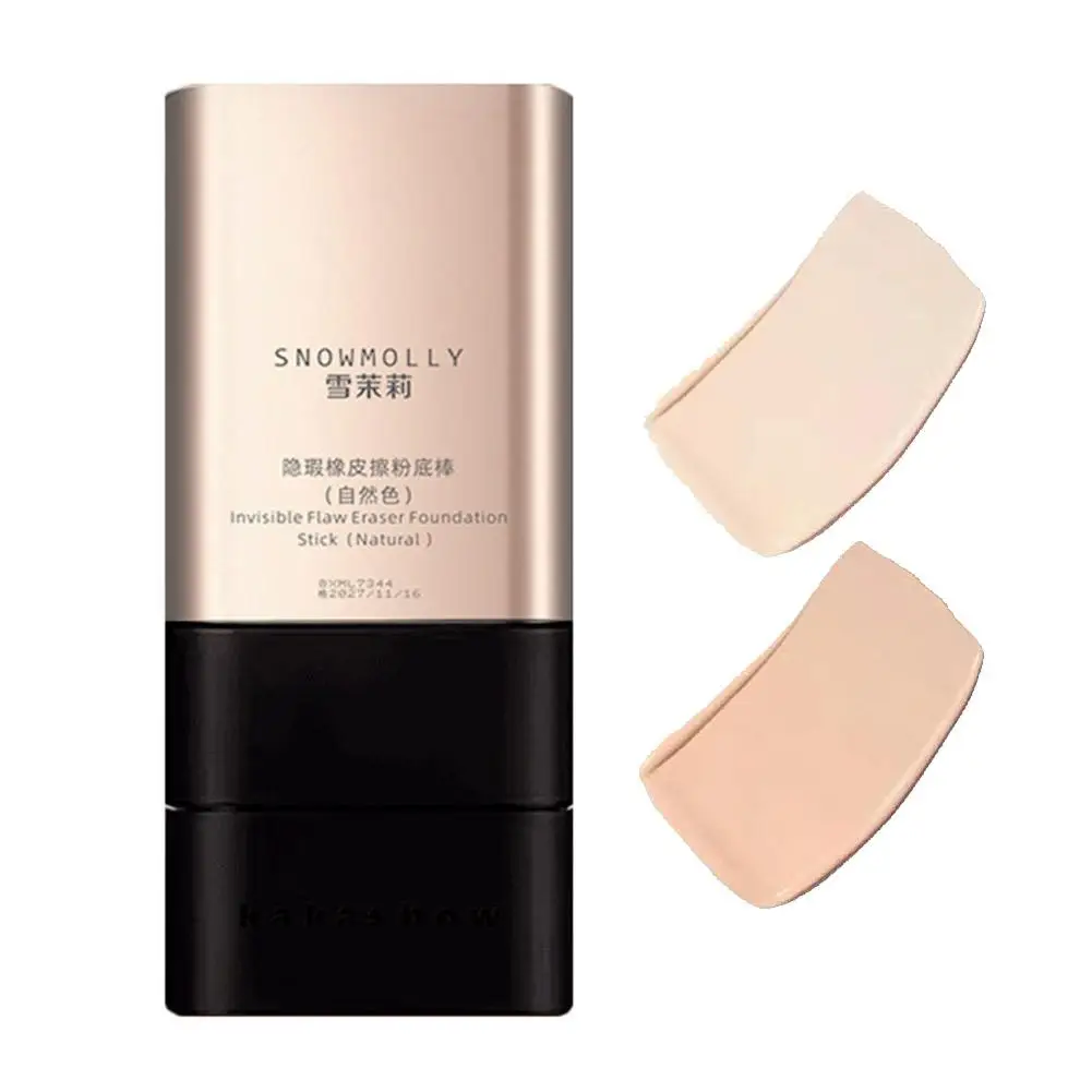 2Colors Eraser Foundation Stick Moist Light Concealer Foundation With Big Brush Long-lasting Flawless Makeup Face Beauty