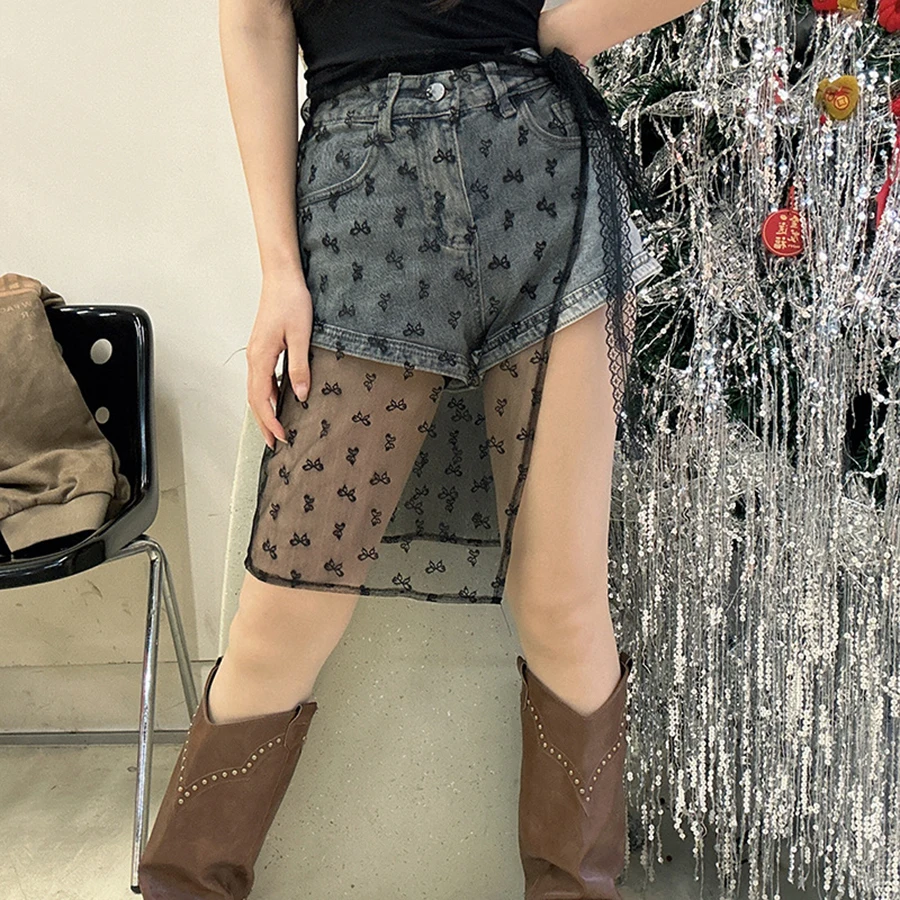 The Lace Dress with a Curtain Cover Creates a Layered Look When Paired with an Apron, a Half Skirt, and a Sheer Floral Pattern