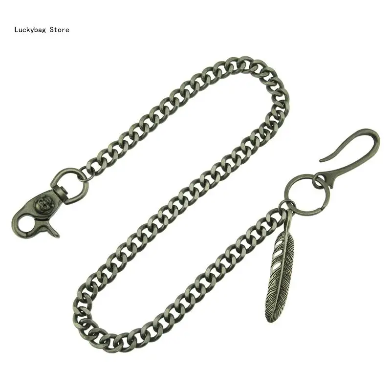 

Metal Pants Waist Chain for Men Hollow Leaf Wallet Punk Trousers Pocket Belt for Key Chains for Hip Hop Rock