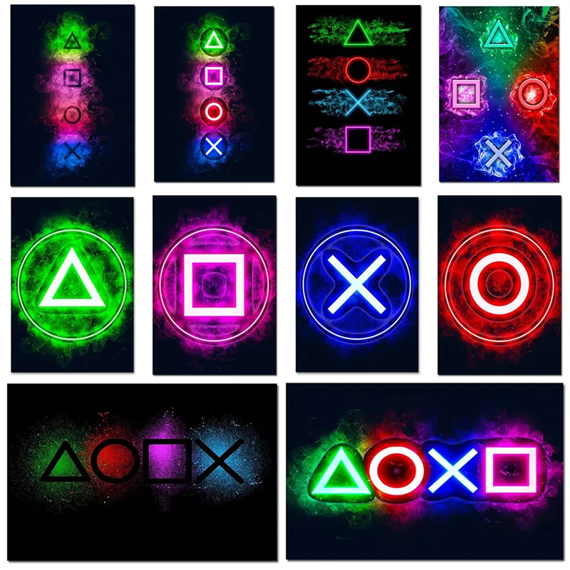 

Neon Gamer Canvas Painting Playroom Poster Decoration Gaming Prints Wall Art Picture for Boys Game Room Home Decor Gifts Cuadros