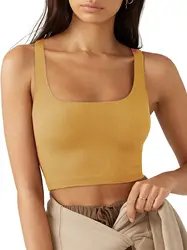 Spring Amazon New European and American Style Women's Solid Color Fashion Trend Sexy Thread Short Tank Top