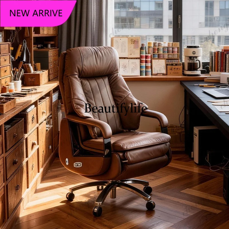 

M132 Premium Genuine Leather Executive Office Chair - Reclining Computer Desk Chair for Daytime Work Afternoon Rest Furniture