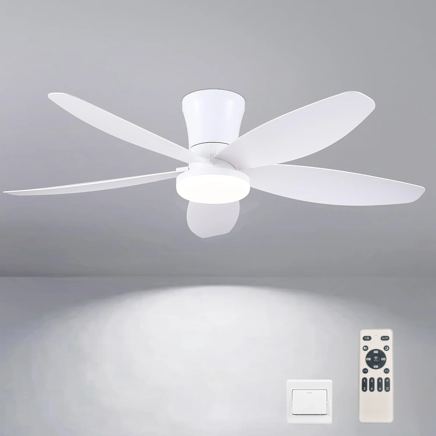 

Ceiling Fans with Lights, Low Profile Ceiling Fan Light, Reversible, Dimmable, Noiseless, Ceiling Fan lamp for Indoor