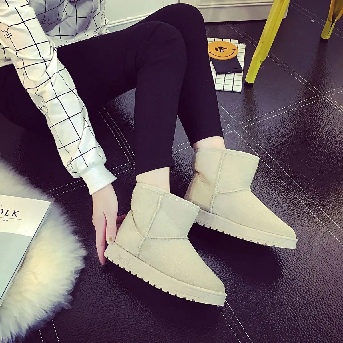 

Cotton Soft Ankle Women's Snow Boots Beige Large Size Warm Fashion 2025 Padded Sale Hot High Quality On Promotion Ladies Shoes