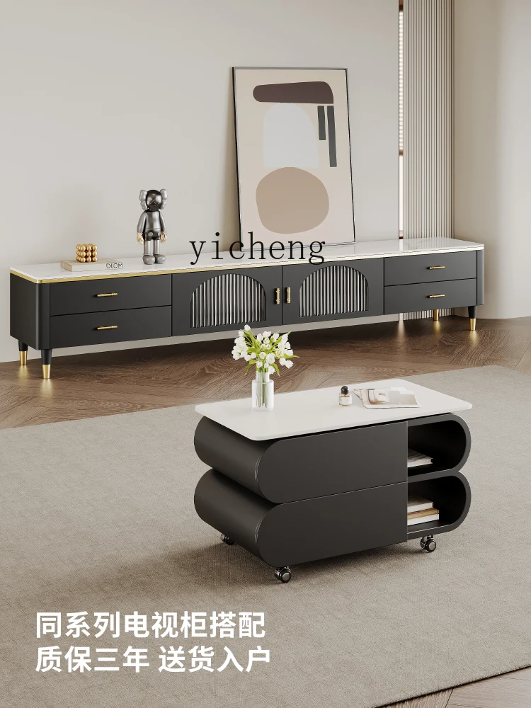 DSA movable lifting coffee table living room household small apartment minimalist rock slab small tea table light luxury