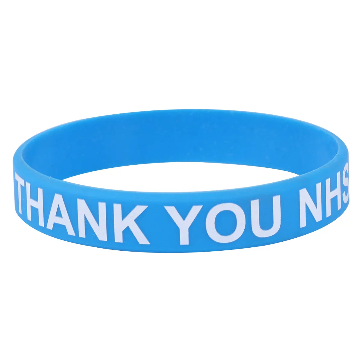 

2Pcs Thank You Silicone Bracelets Soft Skin-Friendly Long-Lasting Printed Wristbands for Hand Decoration Sky Blue